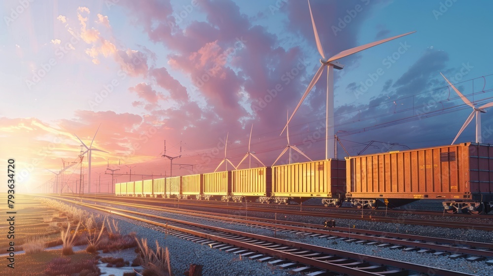 Wind Train Engine Wind turbine blades on a train ready for export Stock Photo | Adobe Stock