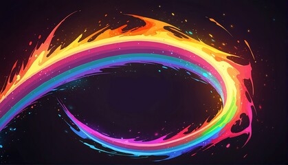 Wall Mural - abstract rainbow spiral flame burning sparks effects anime cartoon style background from Generative AI