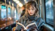 © somchai20162516 - woman reading book commuter train