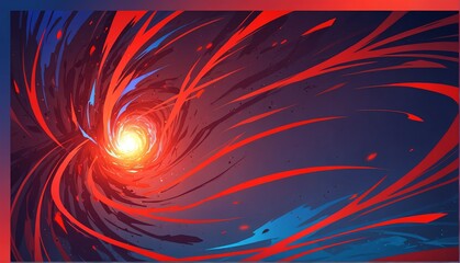 Wall Mural - abstract red to blue gradient spiral flame burning spa sparks effects anime cartoon style background from Generative AI