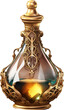 crystal magic potion made of gold,golden magic crystal bottle isolated on white or transparent background,transparency 