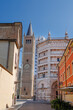 Cathedral Bell Tower and Baptistery in downtown Parma, Italy