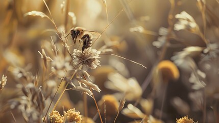 Wall Mural - bee on a flower