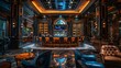 VIP and High Roller Areas: A photo capturing the ambiance of a VIP lounge in a casino, with dim lighting and a sophisticated atmosphere