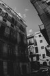 Black and white cityscape of Palermo's old streets