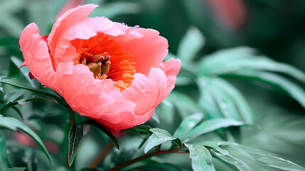 Wall Mural - wild peony close up