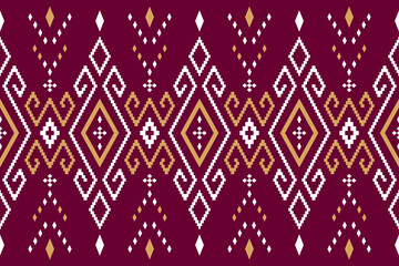 Wall Mural - Pink Cross stitch colorful geometric traditional ethnic pattern Ikat seamless pattern border abstract design for fabric print cloth dress carpet curtains and sarong Aztec African Indian Indonesian