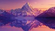 Mountain reflected in lake at sunset, creating a serene natural landscape