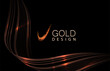 Isolated design element,winding copper colored ribbon on a black background.