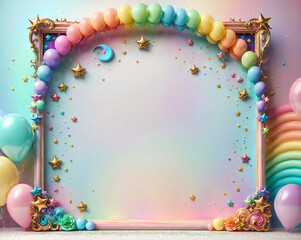 Poster - beautiful decorative frame for birthday, holiday, empty space for etc. Generated AI