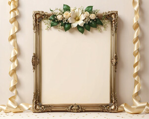 beautiful decorative frame for birthday, holiday, empty space for etc. Generated AI