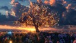 © RocknRoller Studios - Growth Concept with Beautiful Blossoming Tree. Dramatic Springtime Image.