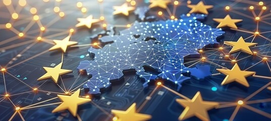 Poster - digital constellation exploration eu s network, connectivity, and data integration concepts