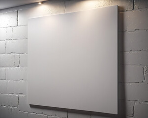 Poster - blank canvas on white wall, space for text. Generated AI