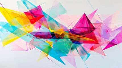 Wall Mural - Playful and colorful neon geometry artwork adding a lively touch to any project on white