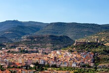 Bosa City With Colorful Buildings Seen From Viewpoint, In Sardinia