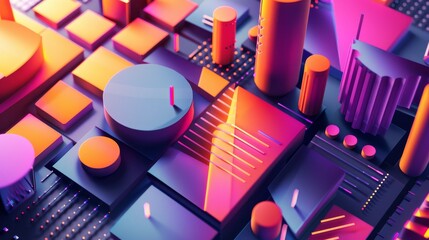 Poster - A paper business report cover designed with vibrant 3D elements  AI generated illustration