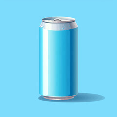 Wall Mural - Soda can in aluminium. Bottled drink, vitamin juice, carbonated or natural water in cans, vector illustration isolated on a blue background