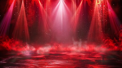 Wall Mural - dynamic red gritty spotlight stage design, wwe style edged background, 