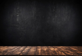 Wall Mural - Rustic empty wood table against a dark background