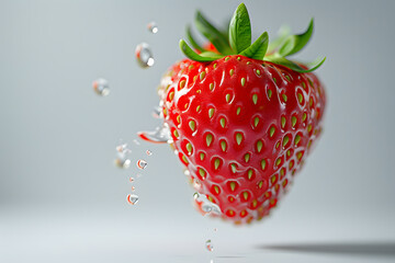 Wall Mural - Strawberry isolated on clean background, macro shot, commercial photography