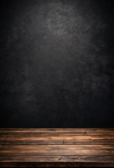 Poster - Rustic empty wood table against a dark background