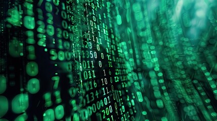 Binary code on a digital screen