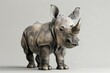 Cute baby rhinoceros with wrinkled skin and a horn, perfect for safari-themed designs