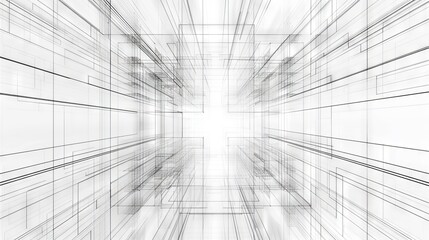 Poster - Cybernetic grid patterns creating mesmerizing visual illusions and geometric shapes against a bright white background