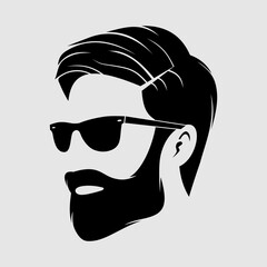 Wall Mural - Bearded men in sunglasses, hipster face icon isolated. Vector illustration	