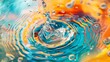 Against the backdrop of liquid blue, oil colored circles in water form abstract masterpieces, each swirl a stroke of artistic brilliance.
