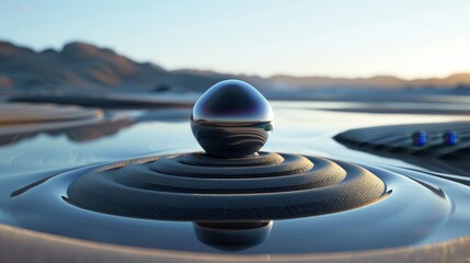 Poster - A sleek and futuristic 3D render illustrating the benefits of mindfulness and stress relief  AI generated illustration