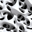 Abstract 3D wavy shapes, Seamless white pattern. Endless background.