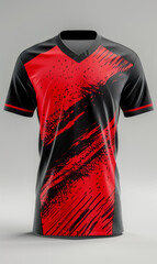 Football jersey 3d designed with printing, front view, isolated background.