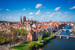 Aerial landscape of the Main Town of Gdansk at spring, Poland.