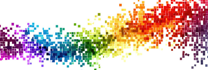 Poster - rainbow colored digital pixel art, modern design, isolated on white or transparent png