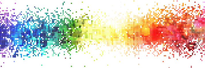 Poster - rainbow colored digital pixel art, modern design, isolated on white or transparent png