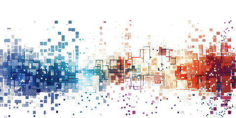 Poster - colorful digital pixel art, modern design, isolated on white or transparent png