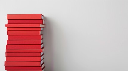 Poster - Books Stack with Red Cover on White Background