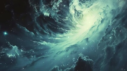 Wall Mural - A view from space to a spiral galaxy and stars. Universe filled with stars, nebula and galaxy. Colorful space background with stars. Beauty of deep space.