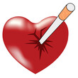 Vector illustration wounded by cigarette heart person