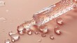 Close-Up of Serum Dropper and Bubbles on Pink Surface