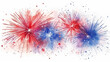 Fireworks in red and blue colors on a white background. 4th of July calabration. Independence Day of the USA background. Election day backdrop.