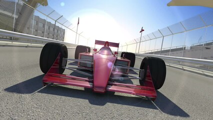 Aufkleber - Winning Racing Car. Passing Finish Line With High Speed. Sports And Car Racing Related 3D Animation.