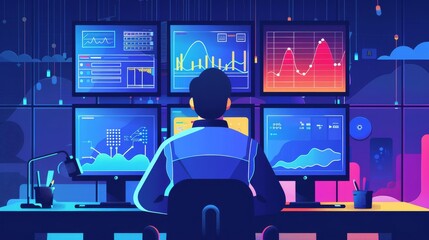 Poster - meteorologist in a weather station, dynamic, monitoring weather patterns, alert and analytical, styl