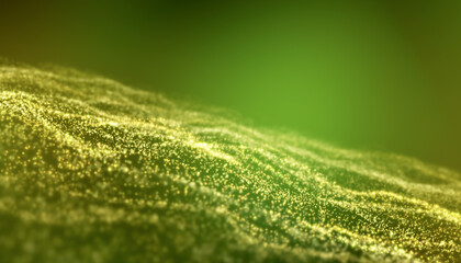 Illustation of golden light shine particles bokeh over green and yellow background - abstract particles background.