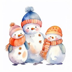 Wall Mural - two snowmen with a snowman