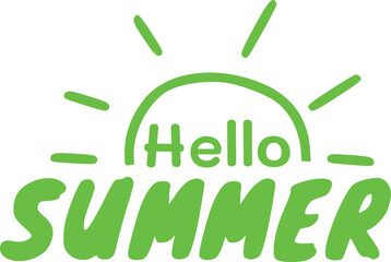 Poster - Handwritten lettering quote of Hello Summer with sun icon. ZIP file contains EPS, JPEG and PNG formats.