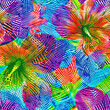 hibiscus flower rainbow colored pop art pattern