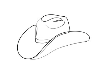 continuous one line drawing of cowboy hat. isolated on white background vector illustration